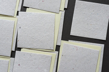 piles of paper squares