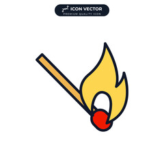 burning match icon symbol template for graphic and web design collection logo vector illustration