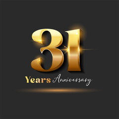31 years Anniversary Gold Logotype number - obrazy, fototapety, plakaty