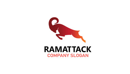 creative abstract red ram horn Sheep bighorn attack logo vector symbol - obrazy, fototapety, plakaty