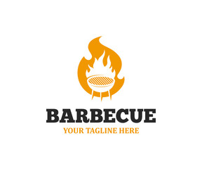 BBQ, Grill logo, Barbecue logo design template. Barbecue, BBQ smoker logo design