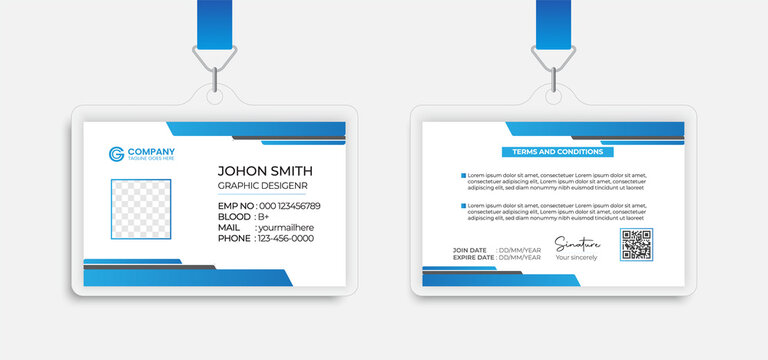 Modern Identity Employee Abstract professional, corporate office Id card design, Simple and Clean ID Card Design Template