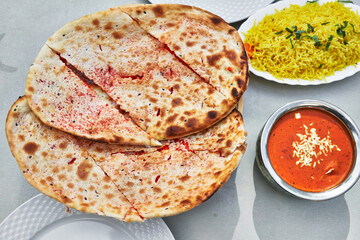  Delicious indian tikka masala food on wooden surface