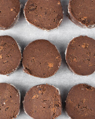 Chocolate palet breton cookies, chocolate sable cookies, french chocolate butter cookies, raw palet...