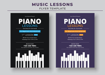 Music Lessons Flyer Template, Piano Lessons Poster, Music Class Poster, Guitar Lessons Poster