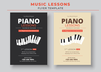 Music Lessons Flyer Template, Piano Lessons Poster, Music Class Poster, Guitar Lessons Poster