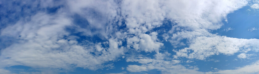 Panorama sky with cloud on a sunny day. Beautiful cirrus cloud.