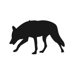 Vector black wolf silhouette isolated on white 