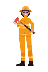 female firefighter with ax