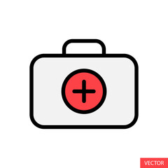 First aid kit vector icon in flat style design for website design, app, UI, isolated on white background. Editable stroke. Vector illustration.