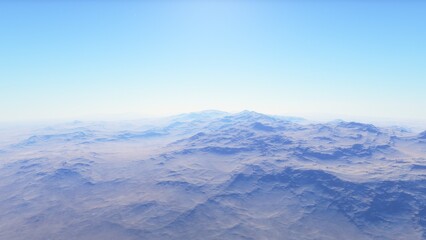 Obraz premium Mars like red planet, with arid landscape, rocky hills and mountains, for space exploration and science fiction backgrounds. 