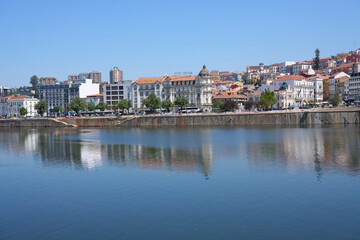 View of Coimbra city by Mondego river at Central district in Portugal