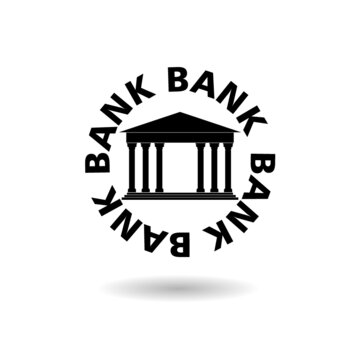 Bank logo icon with shadow