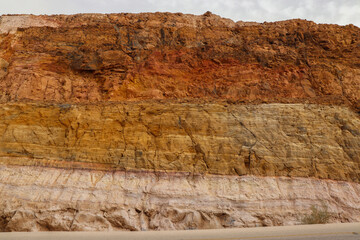 colorful rock layers in Dead Sea region - Jordan
