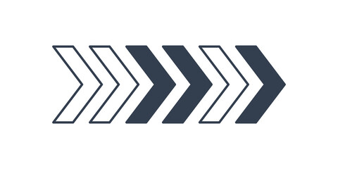 Set of Arrow Icons. Filled and Outline Simple Arrows isolated on White Background. Flat Vector Icon Design Template Element for Web.