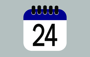 Blue calendar day 24. Banner with calendar icon for day of the month and holiday.