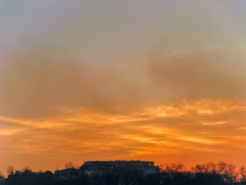The Setting Sun and Clouds Formed a Dramatic Colorful Picture in The Sky. Can Be Used as Background in Design Projects