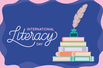 internatinal literacy day poster - obrazy, fototapety, plakaty
