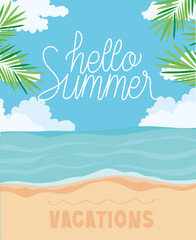 Fototapeta na wymiar summer poster on a beach