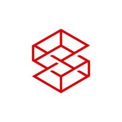 Abstract Geometric letter S logo template. Universal vector icon. Creative sign, wireframe of intersecting lines in the form of the letter S.
