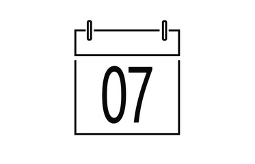 Calendar day 7 icon. Vector illustration.