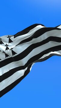 Brittany flag - 3D realistic waving flag background