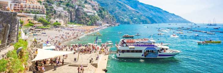 Cercles muraux Plage de Positano, côte amalfitaine, Italie Station balnéaire de Positano, Italie