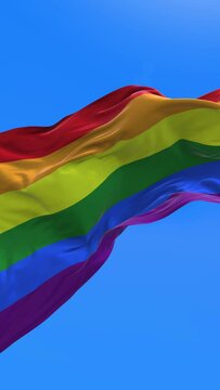 Gay pride LGBTQ or LGBT waving flag 3d 4k vertical