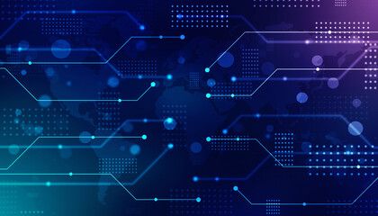 2d illustration Abstract futuristic electronic circuit technology background
