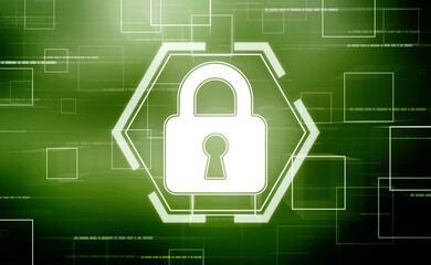 2d illustration Safety concept: Closed Padlock on digital background