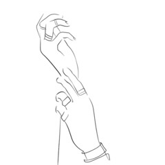 Hands with jewelry on a white background.Sketch Illustration for coloring  