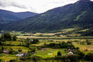 Fototapeta na wymiar Carpathian rural landscape, Skole Beskids National Nature Park, Ukraine