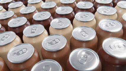 Realistic 3D illustration of the coffee drink cans rendered as background