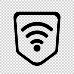 Wi-Fi icon within a shield icon isolated on a transparent background.