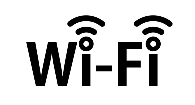 Wi-Fi logo and Wi-Fi icon. Fusion of text and icons. Vector.