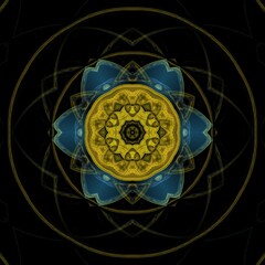 geometric patterns and design in the blue and yellow gold colours of the Ukrainian flag