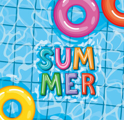 summer illustration on a pool