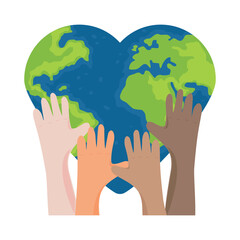 earth day raised hands