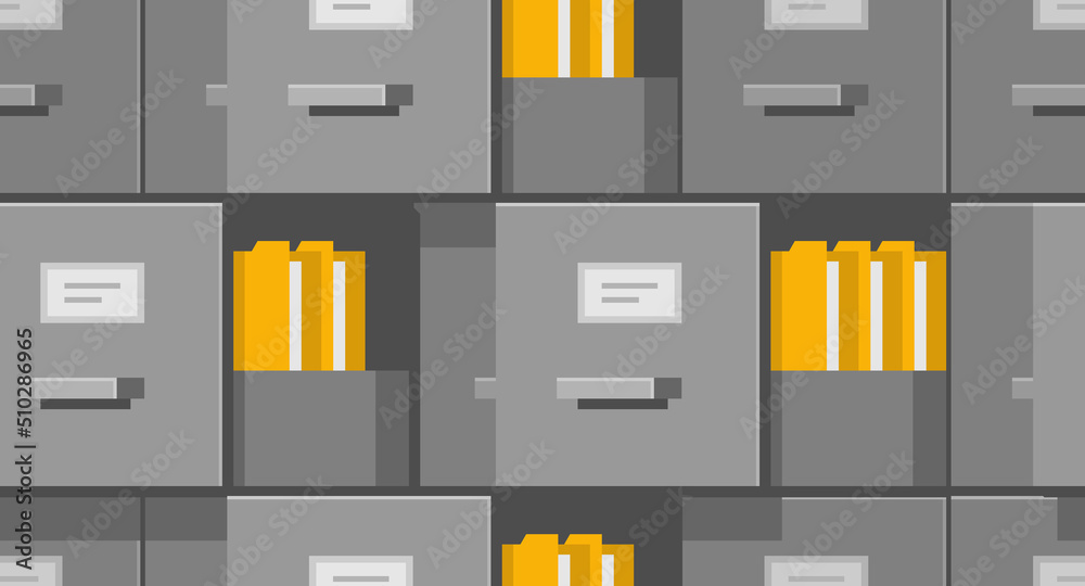 Fototapete seamless pattern with filing cabinets. office document file organisation. flat style