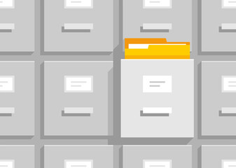Seamless pattern with Filing cabinets. Office document file organisation. Flat style