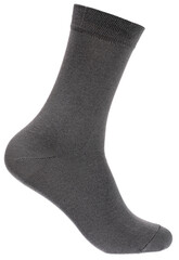 Long grey sock on mannequin isolated on white