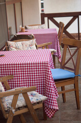 table on the street near the cafe