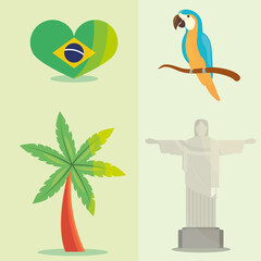 icons set brazil nation