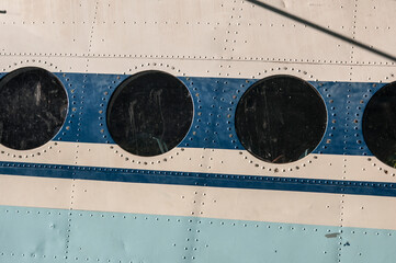 portholes of an old plane