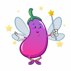 Obraz na płótnie Canvas vector mascot character from eggplant cartoon being fairy