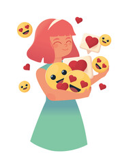 girl and social media emoji