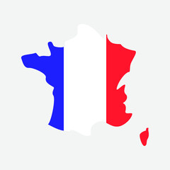 France Country Map Flag. Vector National Symbol.