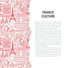 France Line Pattern Concept. Vector Illustration of Outline Design.