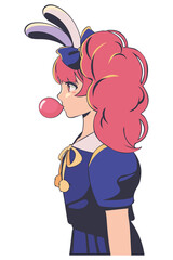 anime female with bubble gum