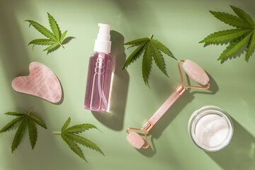 CBD oil, hemp tincture, cannabis cosmetic product for skin care. Alternative medicine...